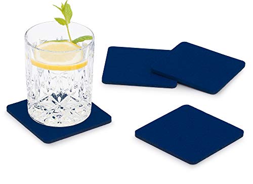 FILU Filzuntersetzer eckig 8er Pack (Farbe wählbar) dunkelblau - Untersetzer aus Filz für Tisch und Bar als Glasuntersetzer/Getränkeuntersetzer für Glas und Gläser von FILU