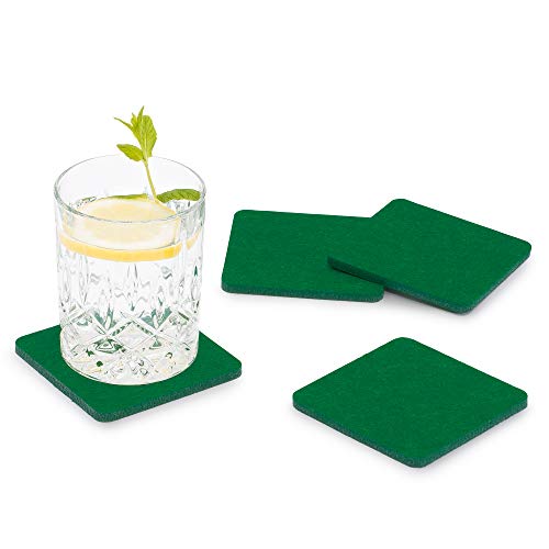 FILU Filzuntersetzer eckig 8er Pack (Farbe wählbar) tannengrün - Untersetzer aus Filz für Tisch und Bar als Glasuntersetzer/Getränkeuntersetzer für Glas und Gläser rechteckig viereckig von FILU