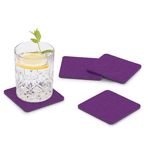 FILU Filzuntersetzer eckig 8er Pack (Farbe wählbar) violett/lila - Untersetzer aus Filz für Tisch und Bar als Glasuntersetzer/Getränkeuntersetzer für Glas und Gläser rechteckig viereckig von FILU