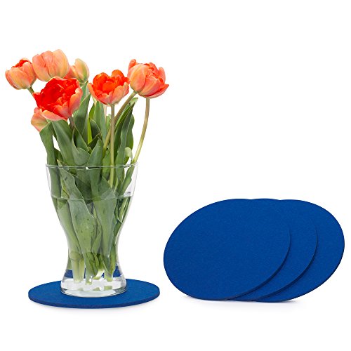 FILU Filzuntersetzer rund 25cm 4er Pack (Farbe wählbar) blau - Untersetzer aus Filz für Tisch und Bar als Glasuntersetzer/Getränkeuntersetzer für Glas und Gläser von FILU