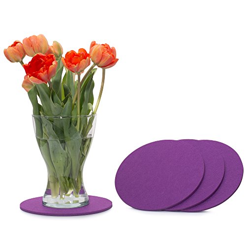 FILU Filzuntersetzer rund 25cm 4er Pack (Farbe wählbar) violett/lila - Untersetzer aus Filz für Tisch und Bar als Glasuntersetzer/Getränkeuntersetzer für Glas und Gläser von FILU