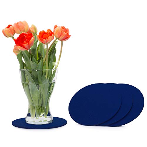 FILU Filzuntersetzer rund 25cm 4er Pack (Farbe wählbar) dunkelblau - Untersetzer aus Filz für Tisch und Bar als Glasuntersetzer/Getränkeuntersetzer für Glas und Gläser von FILU