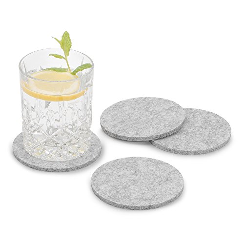 FILU Filzuntersetzer rund 8er Pack (Farbe wählbar) hellgrau - Untersetzer aus Filz für Tisch und Bar als Glasuntersetzer/Getränkeuntersetzer für Glas und Gläser ? grau von FILU