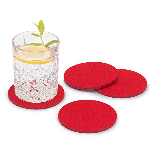 FILU Filzuntersetzer rund 8er Pack (Farbe wählbar) rot - Untersetzer aus Filz für Tisch und Bar als Glasuntersetzer/Getränkeuntersetzer für Glas und Gläser von FILU