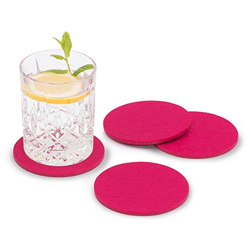 FILU Filzuntersetzer rund 8er Pack einfarbig (Farbe wählbar) pink – Untersetzer aus Filz für Tisch und Bar als Glasuntersetzer/Getränkeuntersetzer für Glas und Gläser von FILU