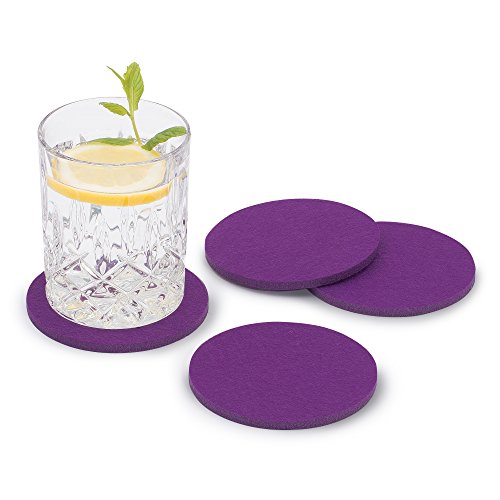FILU Filzuntersetzer rund 8er Pack einfarbig (Farbe wählbar) violett/lila – Untersetzer aus Filz für Tisch und Bar als Glasuntersetzer/Getränkeuntersetzer für Glas und Gläser von FILU