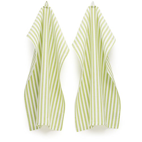 FILU Geschirrhandtücher 4er Pack Hellgrün / Weiß gestreift (Farbe und Design wählbar) 45 x 70 cm - hochwertige Küchenhandtücher / Geschirrtücher aus 100% Baumwolle von FILU