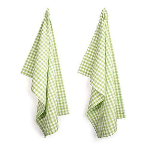FILU Geschirrhandtücher 4er Pack Hellgrün / Weiß kariert (Farbe und Design wählbar) 45 x 70 cm - hochwertige Küchenhandtücher / Geschirrtücher aus 100% Baumwolle von FILU