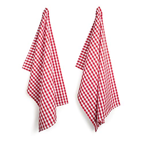 FILU Geschirrhandtücher 4er Pack Rot / Weiß kariert (Farbe und Design wählbar) 45 x 70 cm - hochwertige Küchenhandtücher / Geschirrtücher aus 100% Baumwolle von FILU