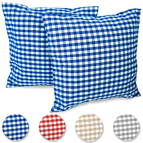 FILU Kissenbezug 50 x 50 cm 2er Pack (Farbe wählbar) Dunkelblau/Weiß kariert - Kissenhülle, Kissen, Sofakissen, Dekokissen, Sitzkissen, 100% Baumwolle, Deko für jeden Raum, Garten und Terrasse von FILU