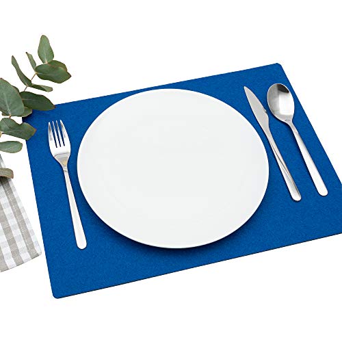 FILU Platzsets aus Filz 4er-Pack Blau eckig (Farbe und Form wählbar) 30 x 41 cm – Tischset für drinnen und draußen Deko für Esstisch im Wohnzimmer, Gartentisch/Balkontisch von FILU