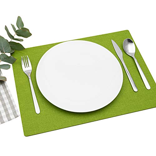 FILU Platzsets aus Filz 4er-Pack Grasgrün eckig (Farbe und Form wählbar) 30 x 41 cm – Tischset für drinnen und draußen Deko für Esstisch im Wohnzimmer, Gartentisch/Balkontisch von FILU