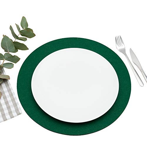 FILU Platzsets aus Filz 4er-Pack Tannengrün rund (Farbe und Form wählbar) 35 cm Durchmesser von FILU