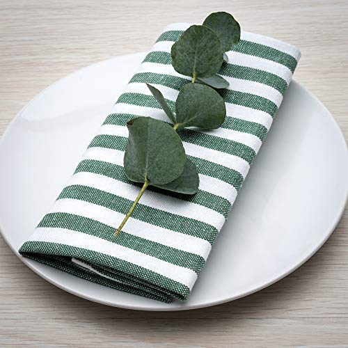 FILU Servietten 4er Pack Dunkelgrün/Weiß gestreift (Farbe und Design wählbar) 45 x 45 cm - Stoffserviette aus 100% Baumwolle im skandinavischen Landhausstil von FILU