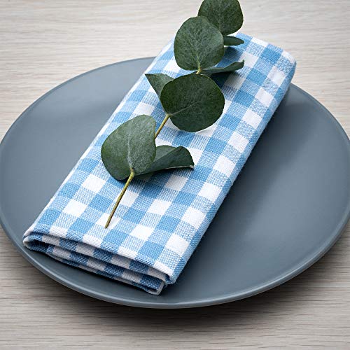 FILU Servietten 4er Pack Hellblau/Weiß kariert (Farbe und Design wählbar) 45 x 45 cm - Stoffserviette aus 100% Baumwolle im skandinavischen Landhausstil von FILU