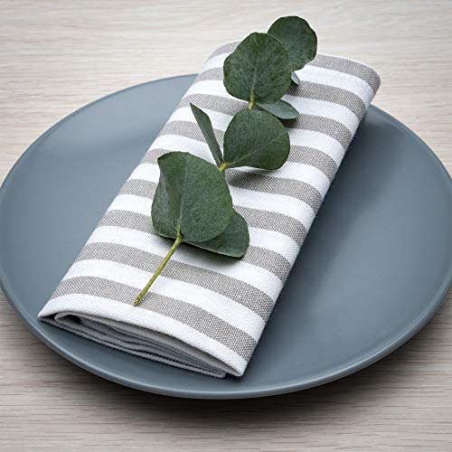 FILU Servietten 8er Pack Grau/Weiß gestreift (Farbe und Design wählbar) 45 x 45 cm - Stoffserviette aus 100% Baumwolle im skandinavischen Landhausstil von FILU