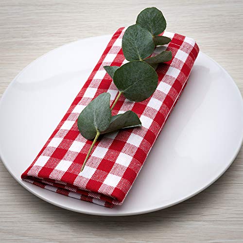 FILU Servietten 8er Pack Rot/Weiß kariert (Farbe und Design wählbar) 45 x 45 cm - Stoffserviette aus 100% Baumwolle im skandinavischen Landhausstil von FILU