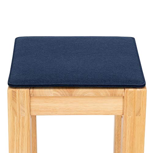 FILU Sitzkissen aus Filz 2er-Pack Dunkelblau eckig (Farbe und Form wählbar) 35 x 35 cm – Sitzkissen für drinnen und draußen, Deko für jeden Stuhl im Wohnzimmer oder Esszimmer, Gartenstuhl/Balkonstuhl von FILU