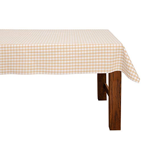 FILU Tischdecke 130 x 160 cm Beige/Weiß kariert (Farbe und Größe wählbar) - hochwertig gefertigtes Tischtuch aus 100% Baumwolle von FILU