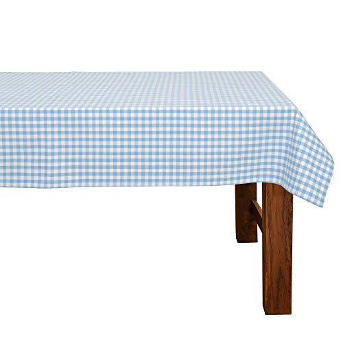 FILU Tischdecke 130 x 160 cm Hellblau/Weiß kariert (Farbe und Größe wählbar) - hochwertig gefertigtes Tischtuch aus 100% Baumwolle von FILU
