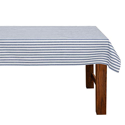 FILU Tischdecke 140 x 200 cm Blau/Weiß gestreift (Farbe und Größe wählbar) - hochwertig gefertigtes Tischtuch aus 100% Baumwolle von FILU