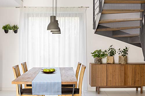 FILU Tischläufer 40 x 150 cm Hellblau/Weiß gestreift (Farbe und Größe wählbar) - hochwertig gefertigter Tischläufer aus 100% Baumwolle im skandinavischen Landhaus-Stil von FILU