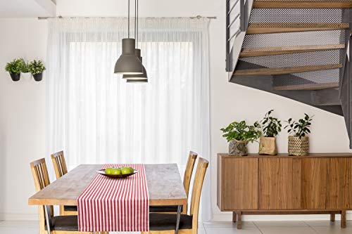 FILU Tischläufer 40 x 150 cm Rot/Weiß gestreift (Farbe und Größe wählbar) - hochwertig gefertigter Tischläufer aus 100% Baumwolle im skandinavischen Landhaus-Stil von FILU