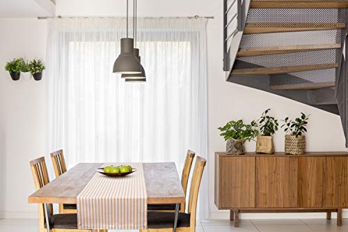 FILU Tischläufer 40 x 180 cm Beige/Weiß gestreift (Farbe und Größe wählbar) - hochwertig gefertigter Tischläufer aus 100% Baumwolle im skandinavischen Landhaus-Stil von FILU