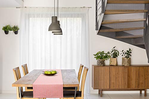 FILU Tischläufer 40 x 180 cm Coral / Weiß kariert (Farbe und Größe wählbar) - hochwertig gefertigter Tischläufer aus 100% Baumwolle im skandinavischen Landhaus-Stil von FILU