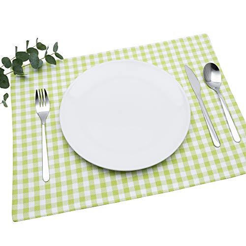 FILU Tischset 4 Stück Hellgrün/Weiß kariert (Farbe und Design wählbar) 33 x 45 cm - hochwertig gefertigte Platzsets aus 100% Baumwolle im skandinavischen Landhaus-Stil von FILU