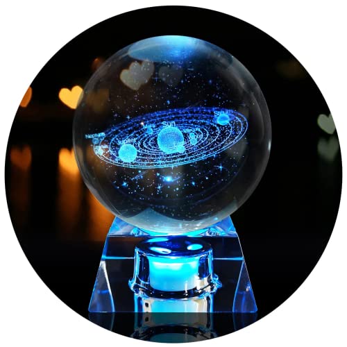 3D-Sonnensystem-Kristallkugel mit LED-Basis, Astronomie-Nachtlicht für Heimdekoration, Freundin, Ehefrau, Mutter, Frauen zum Valentinstag, Geburtstag, Jahrestag von FIMAGO