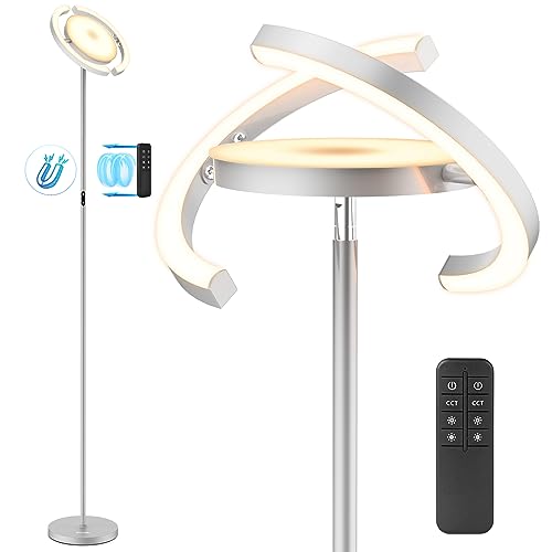 FIMEI Stehlampe, Stufenlos dimmbar & 3000K - 6000K Farbtemperaturen, Fernbedienung/Touch Unabhängige Steuerung, Augenschonend, Uplighter Stehlampe für Wohnzimmer von FIMEI