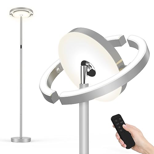 FIMEI Stehlampe, Stufenlos dimmbar & 3000K - 6000K Farbtemperaturen, Fernbedienung/Touch Unabhängige Steuerung, Augenschonend, Uplighter Stehlampe für Wohnzimmer von FIMEI