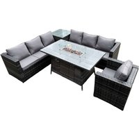 7-Sitzer pe Rattan Ecksofa Set Gartenmöbel Gas Feuerstelle Esstisch Set High Side Couchtisch mit Armlehnstuhl - Fimous 7-Sitzer pe Rattan Ecksofa Set Gartenmöbel Gas Feuerstelle Esstisch Set High Side Couchtisch mit Armlehnstuhl - Fimous von FIMOUS