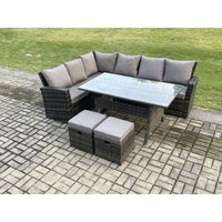 8 Sitzer Garten Rattanmöbel Set mit 2 kleine Fußhockern - Fimous von FIMOUS