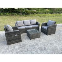 Balkonmöbel Set 5-Sitzer Polyrattan Garten Sofa Outdoor Gartenmöbel Sitzgruppe Lounge Loveseat mit Kissen,Couchtisch Dunkelgrau Gemischt - Fimous von FIMOUS