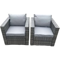Fimous 2-teiliges Rattan Arm Sofa Stuhl Gartenmöbel im Freien mit Sitz und Rückenkissen Dunkelgrau gemischt Fimous 2-teiliges Rattan Arm Sofa Stuhl Gartenmöbel im Freien mit Sitz und Rückenkissen Dunkelgrau gemischt von FIMOUS