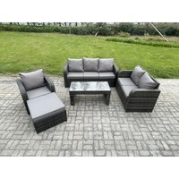 Fimous 7-Sitzer Polyrattan Gartenmöbelset Rattan Lounge Sofa Set mit Rechteckiger Couchtisch Liegestühle 2 Großer Hockern Dunkelgrau Gemischt Fimous 7-Sitzer Polyrattan Gartenmöbelset Rattan Lounge Sofa Set mit Rechteckiger Couchtisch Liegestühle 2 Großer Hockern Dunkelgrau Gemischt von FIMOUS