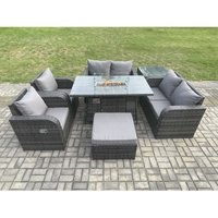 7-Sitzer Rattan Gartenmöbel Set Propan Gas Feuergrube Tisch und Sofa Stuhl set mit Big Foothocker Beistelltisch - Fimous 7-Sitzer Rattan Gartenmöbel Set Propan Gas Feuergrube Tisch und Sofa Stuhl set mit Big Foothocker Beistelltisch - Fimous von FIMOUS
