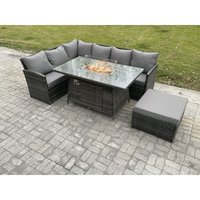 Fimous 7 Sitzer Rattan Gartenmöbel-Sets Hoher Rücken Ecksofa Gas Feuertisch Set mit Großer Fußhocker Dunkelgrau gemischt Fimous 7 Sitzer Rattan Gartenmöbel-Sets Hoher Rücken Ecksofa Gas Feuertisch Set mit Großer Fußhocker Dunkelgrau gemischt von FIMOUS