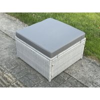 Fimous - Gartenmöbel im Freien Großer Fußhocker Helles Grau Hocker Polyrattan Schemel von FIMOUS