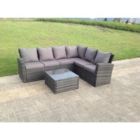 Hohe Rückseite dunkelgrau Gemischte Gartenmöbel Ecke Rattan Sofa Set quadratischer Couchtisch rechte Option - Fimous von FIMOUS