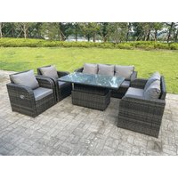 Fimous - Lounge Rattan Gartenmöbel Set Steigender Verstellbarer Anhebender Esstisch Sets Gartensofa Sitzgruppe 3 Sitzer Sofa Liegen Stühle 7 Sitzer von FIMOUS