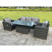 Fimous - Lounge Rattan Gartenmöbel Set Steigender Verstellbarer Anhebender Esstisch Sets Gartensofa Sitzgruppe Liegestühle 5 Sitzer von FIMOUS