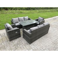 Outdoor Rattan Gartenmöbel Set Lounge Sofa Esstisch Höhenverstellbarer steigender Hubtisch Armstühle 8-Sitzer - Fimous von FIMOUS
