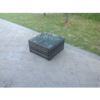Polyrattan Gartenmöbel Lounge Gartentisch Outdoor Couchtisch mit Glas für Garten,Rasen,Terrasse (Dunkelgrau Gemischt) - Fimous von FIMOUS