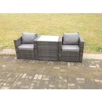 Fimous - Rattan Gartesofa Set Lounge Gartenmöbel Set Wetterfeste Polyrattan Sitzgruppe für Garten, Balkon,Terrasse Dunkelgrau Mischen von FIMOUS