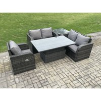 Fimous Rattan Möbel Garten Dining Set im Freien Höhenverstellbarer Aufsteigenderr Tisch Liebe Sofa Stuhl mit Beistelltisch Fimous Rattan Möbel Garten Dining Set im Freien Höhenverstellbarer Aufsteigenderr Tisch Liebe Sofa Stuhl mit Beistelltisch von FIMOUS
