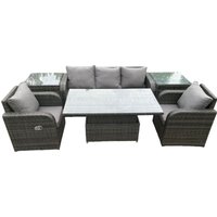 Rattan-Möbel-Garten-Dining-Sets Höhenverstellbarer aufsteigender Tisch-Sofa-Satz mit Stühlen-Beistelltischen - Fimous von FIMOUS