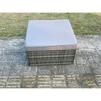 Fimous Rattanhocker Gartenmöbel Gartenhocker mit Sitzkissen Sitzhocker Fußhocker Ottomane Hocker für Garten, Balkon,Terrasse Dunkelgrau Mischen von FIMOUS